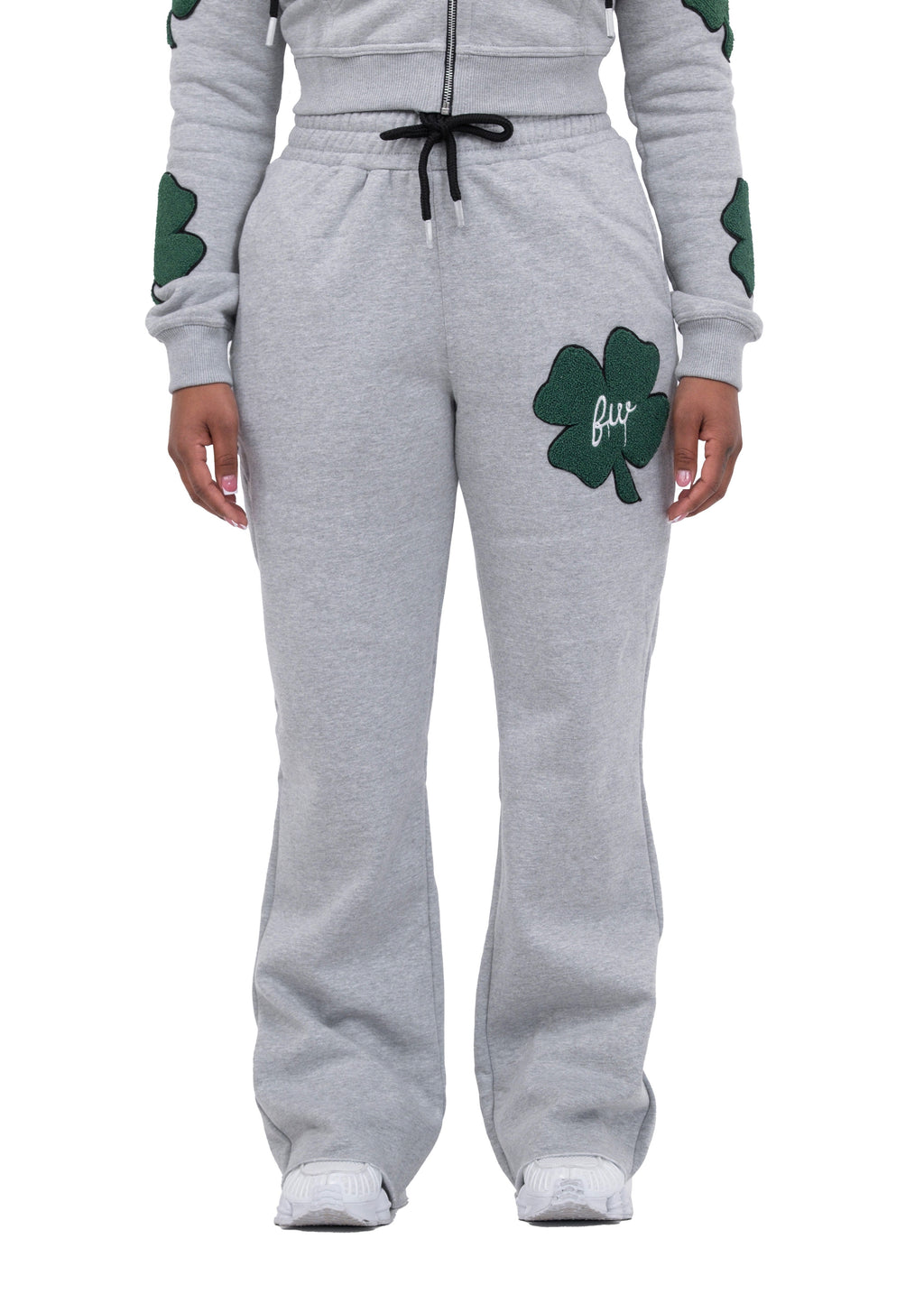 Gray Clover Flare Sweatpants