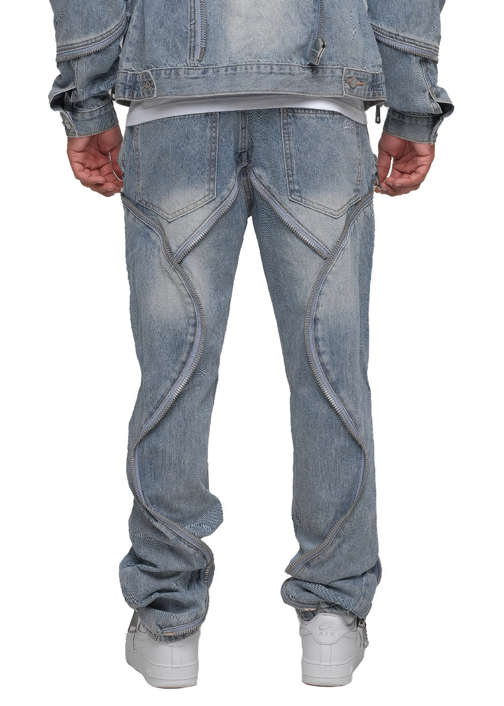 Blue Zipper Denim Pants