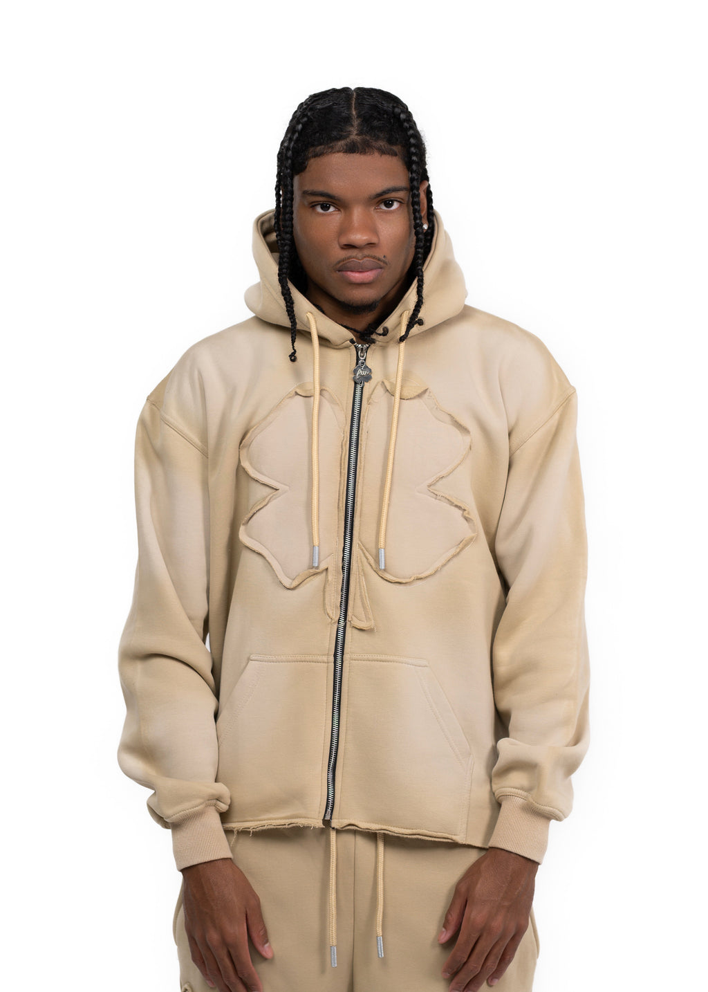 Stitched Clover Hoodie Nude